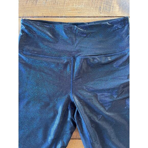 Womens Zyia‎ Active Metallica Navy Blue Sparkly Cropped Workout Leggings 12 - Picture 4 of 7
